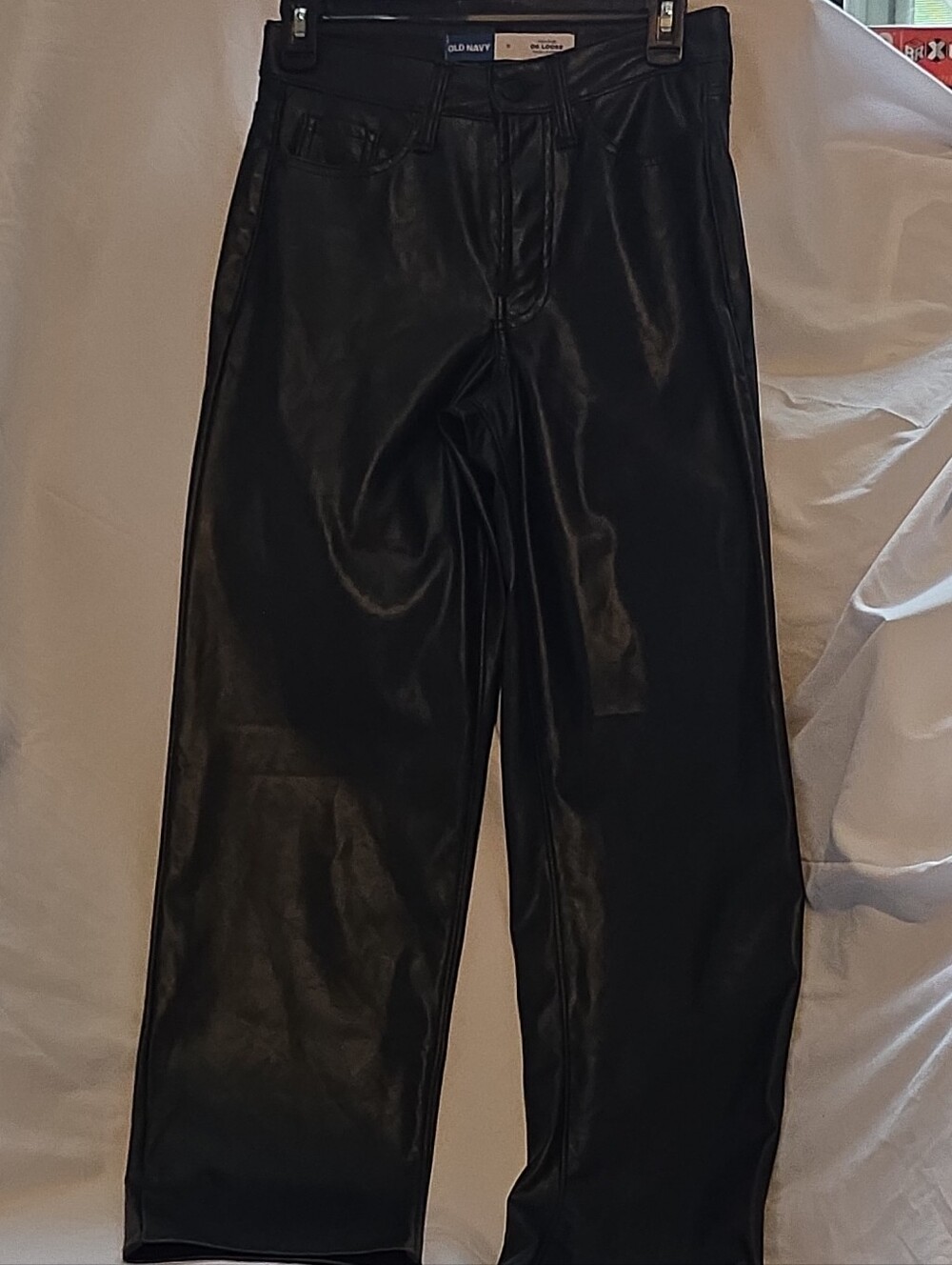 Old Navy Black womens Faux Leather Relaxed Jeans Size 0